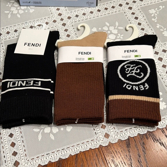 Designers Originals Accessories - NWT Ladies Designer Black, Brown, and Tan Socks Trio